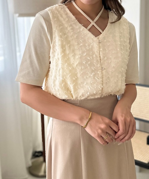 apres jour clair（アプレジュールクレア）の「【apres jour clair】シャギータンク【ZOZOTOWN限定アイテム】（タンクトップ・レディース・ブラック/アイボリー・X-LARGE/フリー）」の17枚目の写真