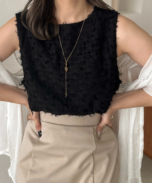 apres jour clair（アプレジュールクレア）の「【apres jour clair】シャギータンク【ZOZOTOWN限定アイテム】（タンクトップ・レディース・ブラック/アイボリー・X-LARGE/フリー）」の8枚目の写真