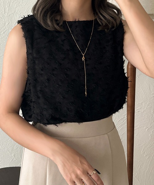 apres jour clair（アプレジュールクレア）の「【apres jour clair】シャギータンク【ZOZOTOWN限定アイテム】（タンクトップ・レディース・ブラック/アイボリー・X-LARGE/フリー）」の10枚目の写真