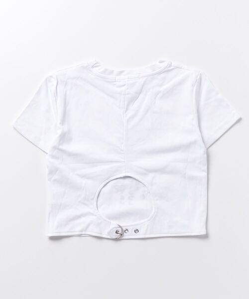 LYEON（リヨン）の「バックオープンクロップドTシャツ（Tシャツ/カットソー・レディース・グレー/オフホワイト・FREE）」の5枚目の写真