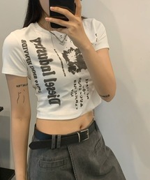 バックオープンクロップドTシャツ