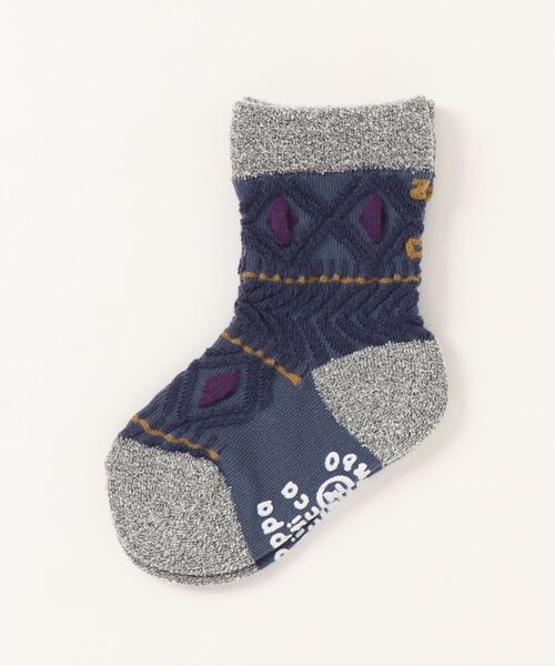 zuppa di zucca(ズッパ デ ズッカ)の「幾何学柄クルーソックス(ソックス/靴下・キッズ・ネイビー/グレー・SS/L/S/M/LL)」の2枚目の写真