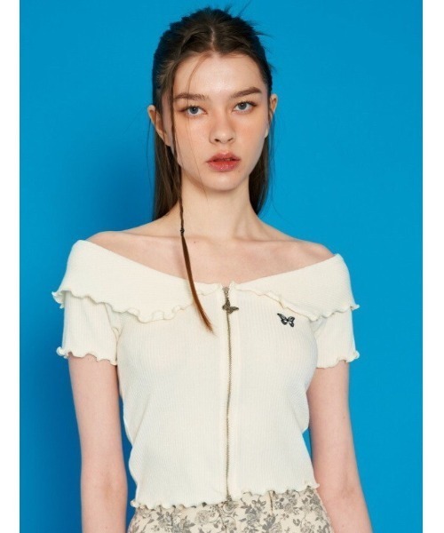 [NASTY FANCY CLUB]TWEED COLLAR HALF ジャケット★24SS韓国★ FANCY CLUB（ファンシークラブ）の「韓国ブランド NASTY FANCY