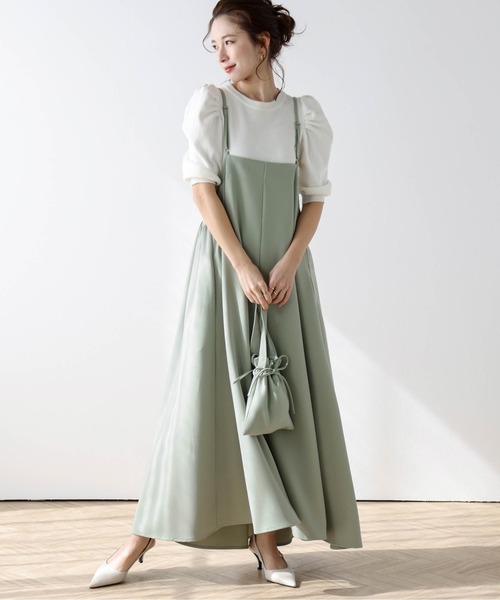 AMELY(エミリー)の「2wayキャミワンピース(ワンピース・レディース・グレイッシュベージュ/バーガンディー/ブラウン/ブラック/ピンク/グリーン・フリー)」の4枚目の写真