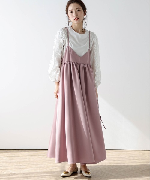 AMELY(エミリー)の「2wayキャミワンピース(ワンピース・レディース・グレイッシュベージュ/バーガンディー/ブラウン/ブラック/ピンク/グリーン・フリー)」の11枚目の写真