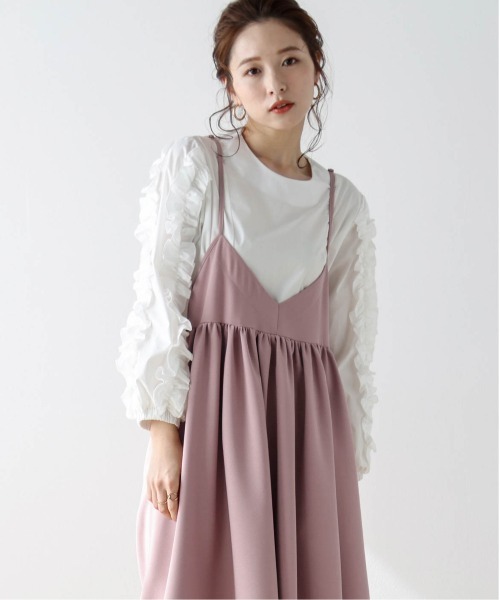 AMELY(エミリー)の「2wayキャミワンピース(ワンピース・レディース・グレイッシュベージュ/バーガンディー/ブラウン/ブラック/ピンク/グリーン・フリー)」の13枚目の写真