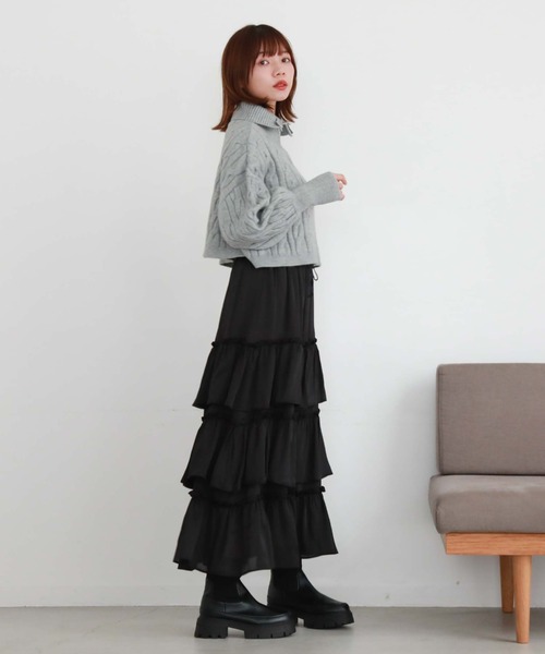 archives(アルシーヴ)の「ハーフzipショートケーブルニット(ニット/セーター・レディース・チャコールグレー/アイボリー/ピンクベージュ/グレー/ブラック・MEDIUM)」の19枚目の写真