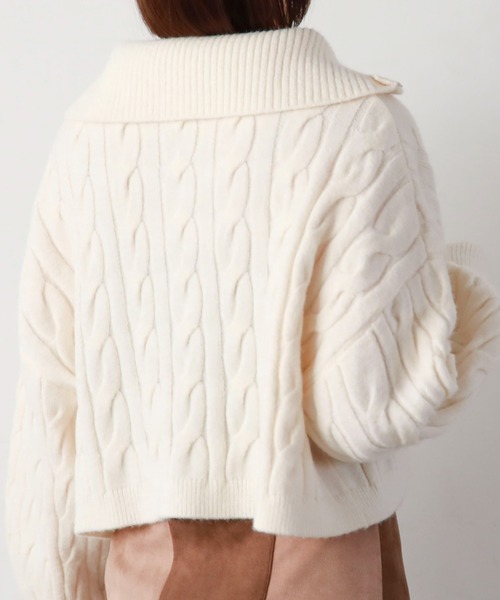 archives(アルシーヴ)の「ハーフzipショートケーブルニット(ニット/セーター・レディース・チャコールグレー/アイボリー/ピンクベージュ/グレー/ブラック・MEDIUM)」の9枚目の写真