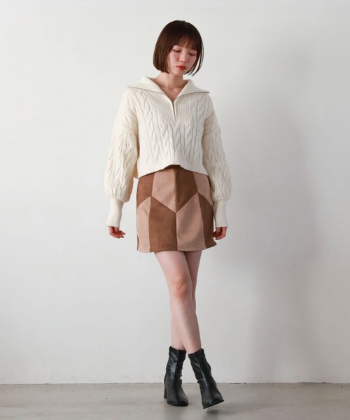 archives(アルシーヴ)の「ハーフzipショートケーブルニット(ニット/セーター・レディース・チャコールグレー/アイボリー/ピンクベージュ/グレー/ブラック・MEDIUM)」の10枚目の写真