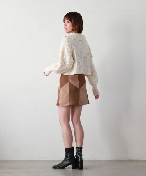 archives(アルシーヴ)の「ハーフzipショートケーブルニット(ニット/セーター・レディース・チャコールグレー/アイボリー/ピンクベージュ/グレー/ブラック・MEDIUM)」の13枚目の写真