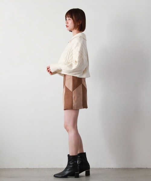 archives(アルシーヴ)の「ハーフzipショートケーブルニット(ニット/セーター・レディース・チャコールグレー/アイボリー/ピンクベージュ/グレー/ブラック・MEDIUM)」の12枚目の写真