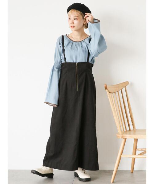 ehka sopo（エヘカソポ）の「ハイウエストスカート（スカート・レディース・カーキ/ブラック/ライトベージュ・F）」の2枚目の写真