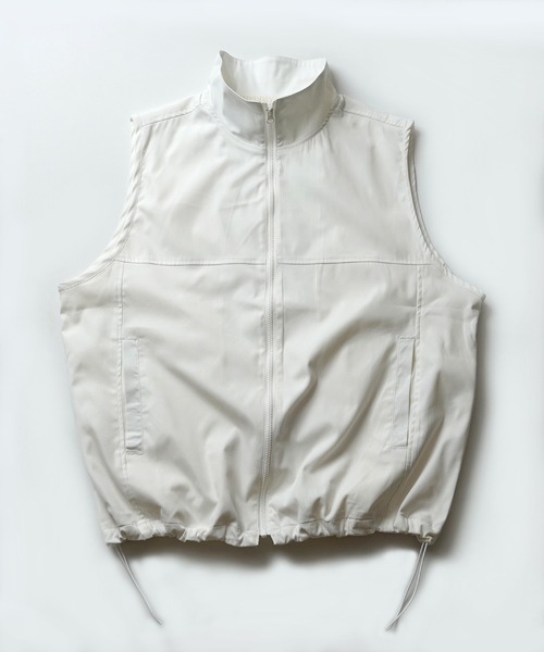 24SS セットアップ対応 スタンドネック 裾ひもドロスト フルジップナイロンテックベスト【Confirm】（ベスト）｜Confirm（コンファーム）