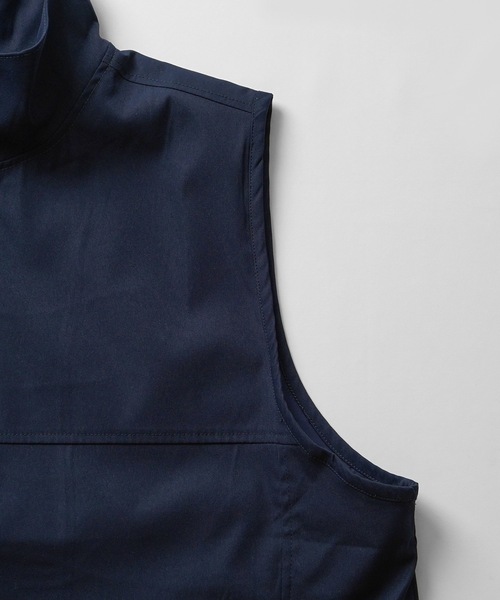 24SS セットアップ対応 スタンドネック 裾ひもドロスト フルジップナイロンテックベスト【Confirm】（ベスト）｜Confirm（コンファーム）