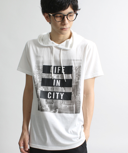 WEGO（ウィゴー）の「WEGO/プリントカットプルパーカー（Tシャツ/カットソー・メンズ・ホワイト系その他/ブラック/ブラック系その他/ホワイト・LARGE/MEDIUM）」の2枚目の写真