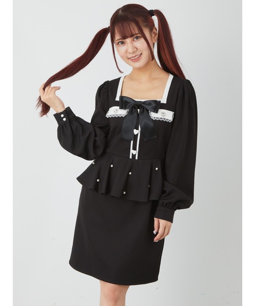 【セール】ハートペプラムタイトワンピース（ワンピース）｜Ank Rouge（アンクルージュ）