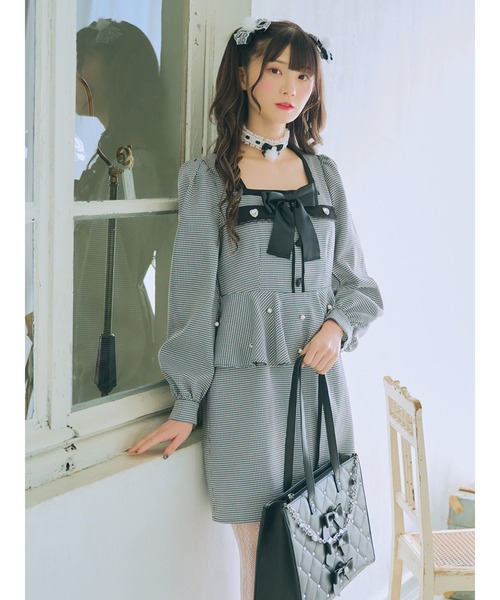 【セール】ハートペプラムタイトワンピース（ワンピース）｜Ank Rouge（アンクルージュ）