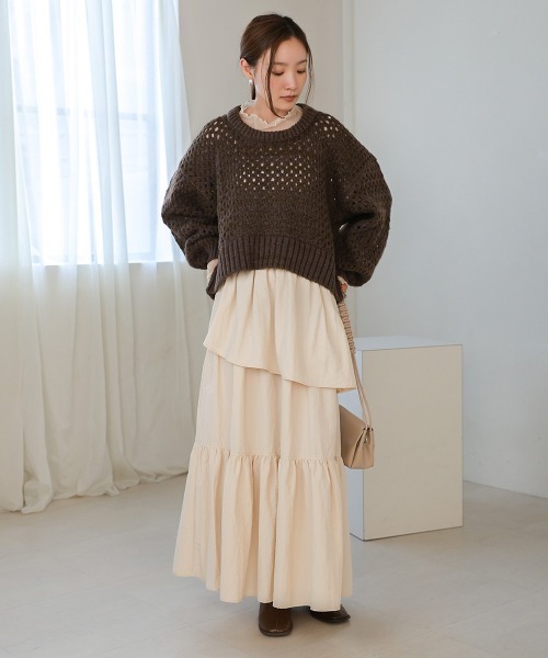 Bab（バブ）の「ティアードボリュームスカート（スカート・レディース・ブラック/ベージュ/ブルー・S/M）」の4枚目の写真