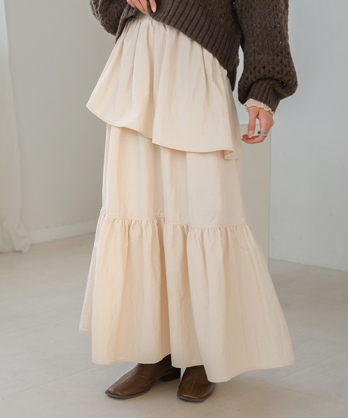 Bab（バブ）の「ティアードボリュームスカート（スカート・レディース・ブラック/ベージュ/ブルー・S/M）」の5枚目の写真