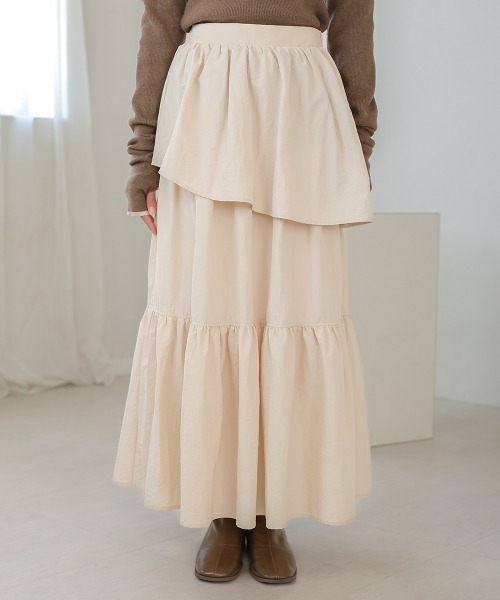 Bab（バブ）の「ティアードボリュームスカート（スカート・レディース・ブラック/ベージュ/ブルー・S/M）」の9枚目の写真