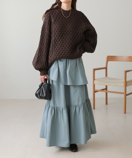 Bab（バブ）の「ティアードボリュームスカート（スカート・レディース・ブラック/ベージュ/ブルー・S/M）」の16枚目の写真