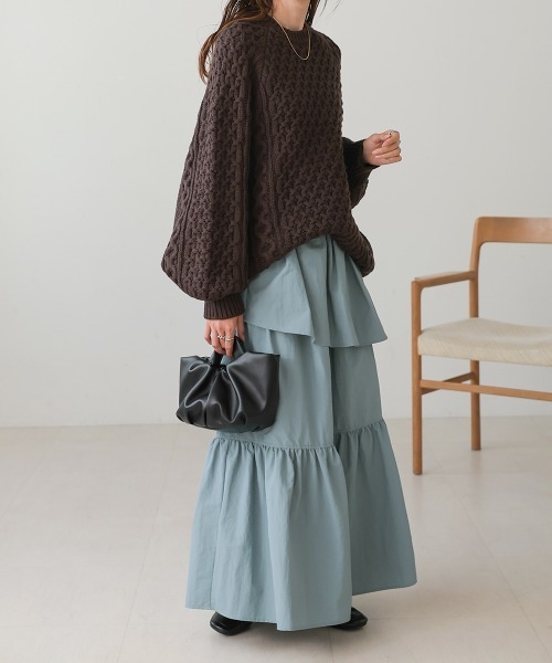 Bab（バブ）の「ティアードボリュームスカート（スカート・レディース・ブラック/ベージュ/ブルー・S/M）」の18枚目の写真