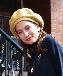 プティフルフラワー刺繍バスクリブベレー帽