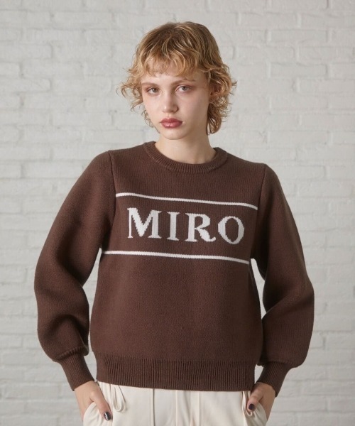 MIRO AMURETTE（ミロアミュレット）の「MIRO jacquard knit/ロゴ入りジャガードニット（ニット/セーター・レディース・グレー/ブラウン・FREE）」の2枚目の写真