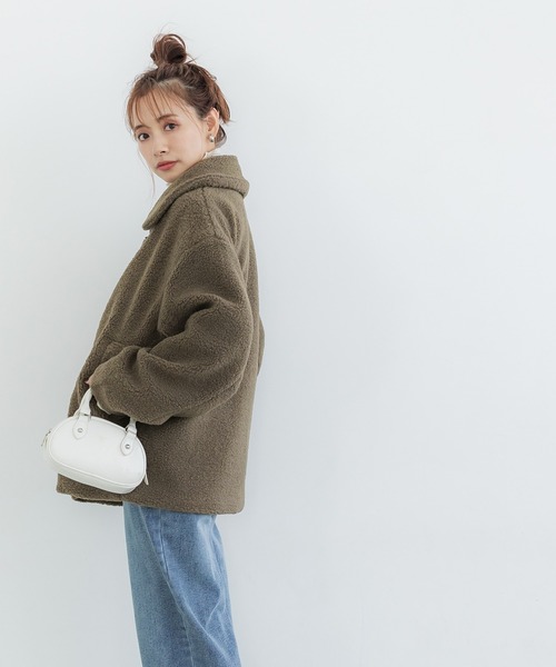 coca(coca)(コカ)の「ステンカラーボアブルゾン(ブルゾン・レディース・カーキ/チャコールグレー・M/L)」の10枚目の写真