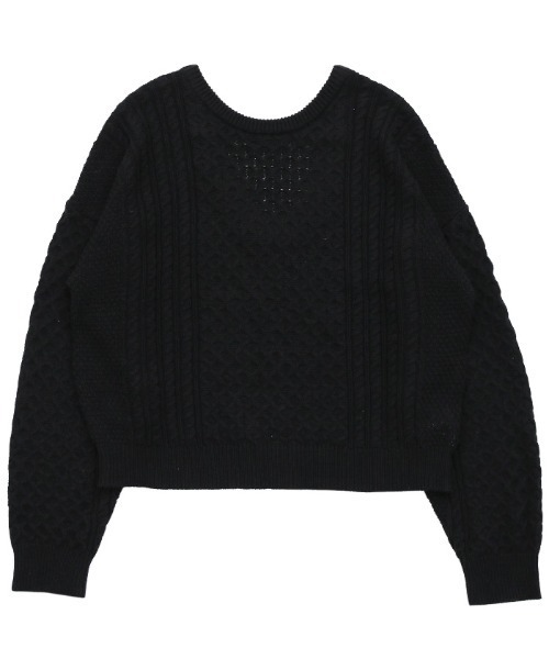 セール】バックオープンパッチワーク編みニット（ニット/セーター