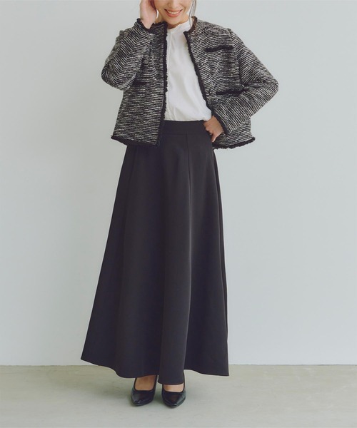 titivate（ティティベイト）の「フリンジデザインツイードジャケット（ノーカラージャケット・レディース・ネイビー/ホワイト系その他/ブラック/オフホワイト・S/M/L）」の21枚目の写真