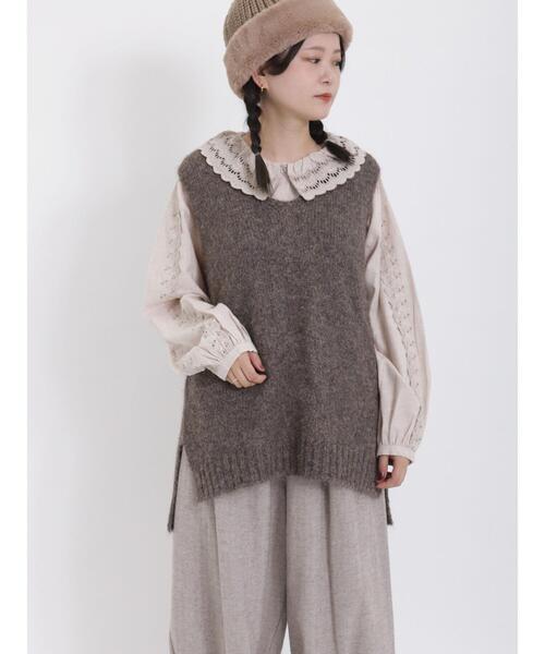 Samansa Mos2（サマンサ モスモス）の「◎シャギーニットベスト（ベスト・レディース・チャコールグレー/キナリ/モカ・F）」の5枚目の写真