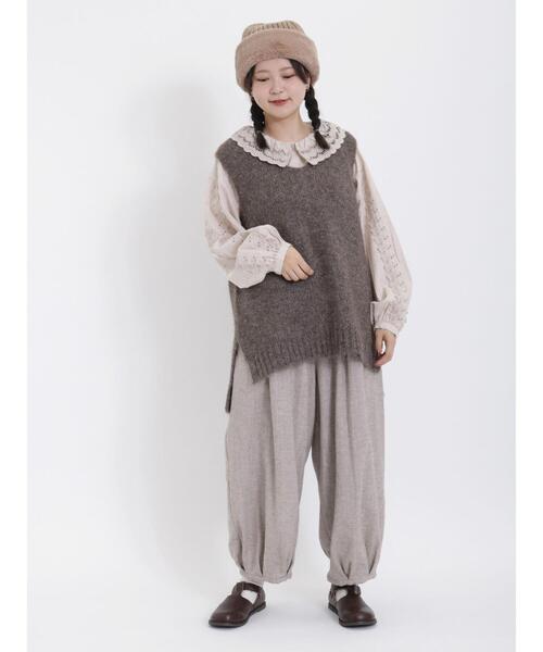 Samansa Mos2（サマンサ モスモス）の「◎シャギーニットベスト（ベスト・レディース・チャコールグレー/キナリ/モカ・F）」の7枚目の写真