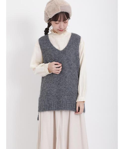 Samansa Mos2（サマンサ モスモス）の「◎シャギーニットベスト（ベスト・レディース・チャコールグレー/キナリ/モカ・F）」の10枚目の写真