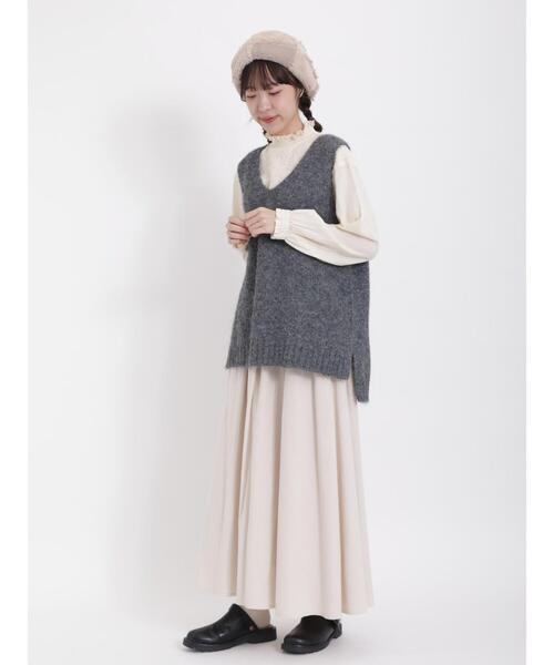 Samansa Mos2（サマンサ モスモス）の「◎シャギーニットベスト（ベスト・レディース・チャコールグレー/キナリ/モカ・F）」の12枚目の写真