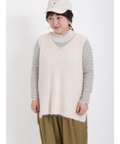 Samansa Mos2（サマンサ モスモス）の「◎シャギーニットベスト（ベスト・レディース・チャコールグレー/キナリ/モカ・F）」の15枚目の写真