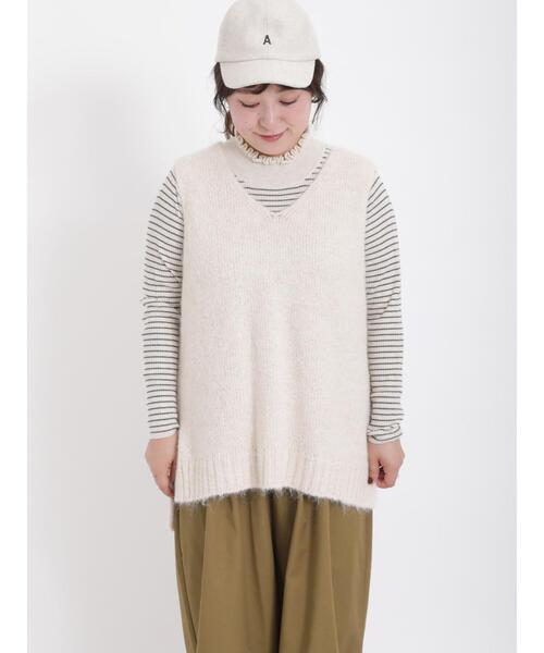 Samansa Mos2（サマンサ モスモス）の「◎シャギーニットベスト（ベスト・レディース・チャコールグレー/キナリ/モカ・F）」の18枚目の写真