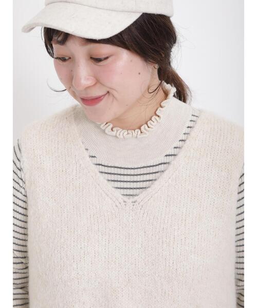 Samansa Mos2（サマンサ モスモス）の「◎シャギーニットベスト（ベスト・レディース・チャコールグレー/キナリ/モカ・F）」の21枚目の写真