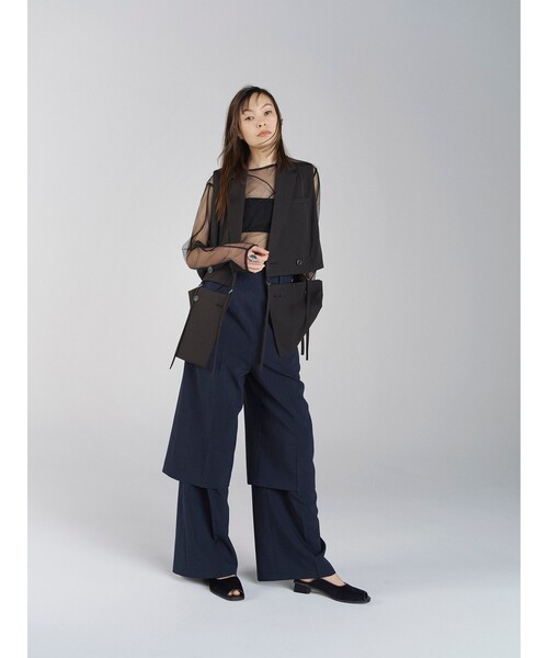 RBS(アールビーエス)の「RBS / チュール コード クルーネック トップス(Tシャツ/カットソー・レディース・ダークブラウン/ブラック・ONE SIZE)」の3枚目の写真