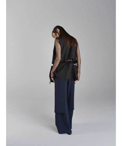 RBS(アールビーエス)の「RBS / チュール コード クルーネック トップス(Tシャツ/カットソー・レディース・ダークブラウン/ブラック・ONE SIZE)」の4枚目の写真