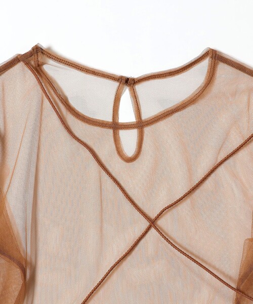 RBS(アールビーエス)の「RBS / チュール コード クルーネック トップス(Tシャツ/カットソー・レディース・ダークブラウン/ブラック・ONE SIZE)」の7枚目の写真