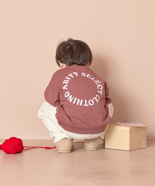 aBity select（アビティセレクト）の「両面プリント サークルロゴトレーナー（スウェット・キッズ・アイボリー/レンガ/サックスブルー/チャコールグレー・90/110/100/120）」の22枚目の写真