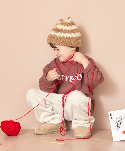 aBity select（アビティセレクト）の「両面プリント サークルロゴトレーナー（スウェット・キッズ・アイボリー/レンガ/サックスブルー/チャコールグレー・90/110/100/120）」の7枚目の写真