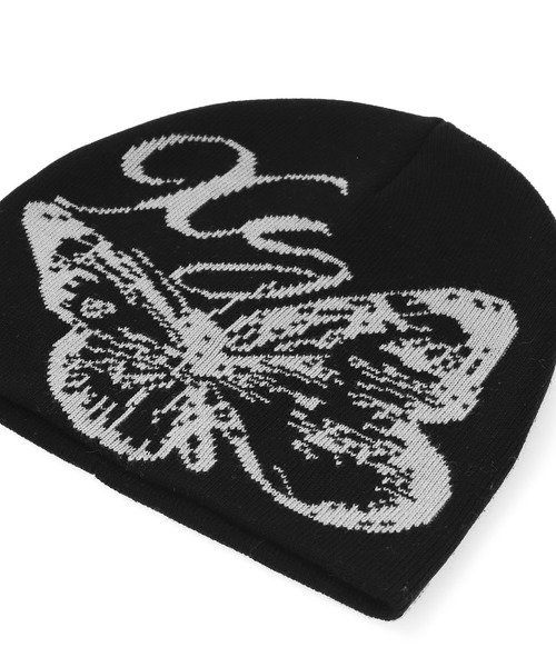 X-girl(エックスガール)の「BUTTERFLY JACQUARD BEANIE(ニットキャップ/ビーニー・レディース・オリーブ/ホワイト/ブラック・ONE SIZE)」の5枚目の写真