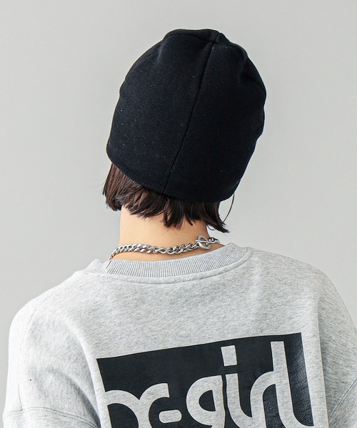 TREASURE X-GIRL ニット帽 ブラック X-girl 最大55%☆8/29〜 エックスガール 帽子 RUBBER PATCH KNIT