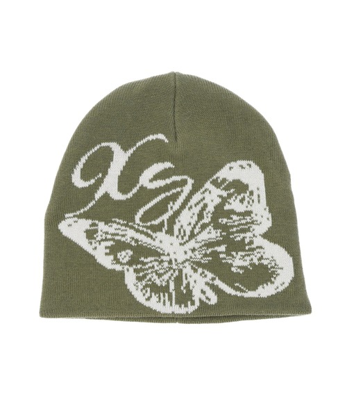 X-girl(エックスガール)の「BUTTERFLY JACQUARD BEANIE(ニットキャップ/ビーニー・レディース・オリーブ/ホワイト/ブラック・ONE SIZE)」の13枚目の写真