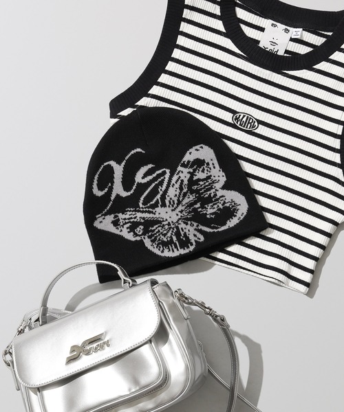 X-girl（エックスガール）の「BUTTERFLY JACQUARD BEANIE（ニット