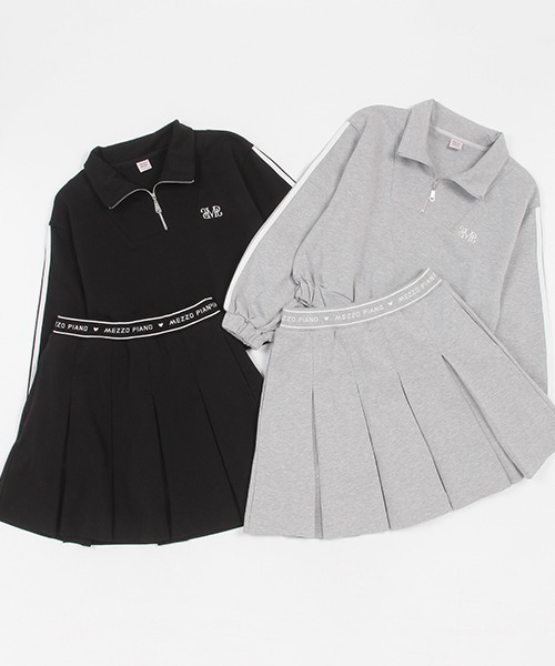 セール】ハーフジップ＆プリーツスカパンセットアップ（スカート