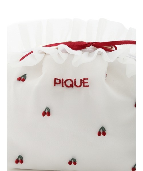 gelato pique(ジェラートピケ)の「チェリー刺繍マチ付きポーチ(ポーチ・レディース・オフホワイト・FREE)」の7枚目の写真