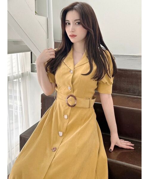 RESEXXY（リゼクシー）の「フロントボタンテーラードワンピース（ワンピース・レディース・アイボリー/ブラック/ブルー/イエロー・FREE）」の9枚目の写真